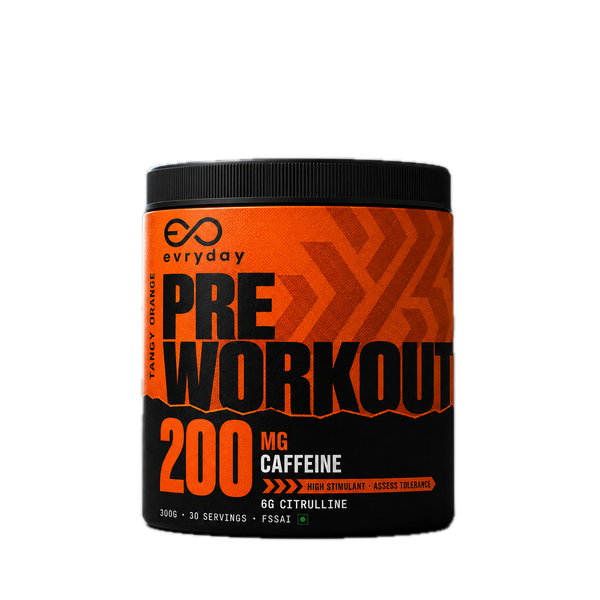 EVRYDAY Pre-Workout 200mg caffeine Tangy Orange tub