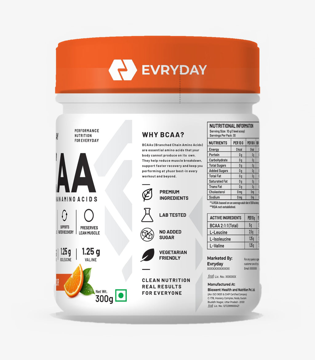 EVRYDAY BCAA 2:1:1 - Orange nutrition label