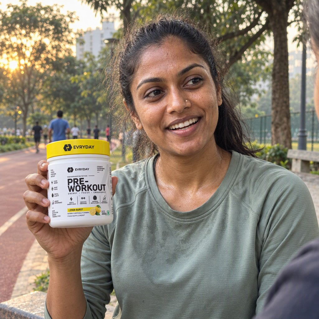 Customer holding EVRYDAY Pre-Workout - Lemon Burst