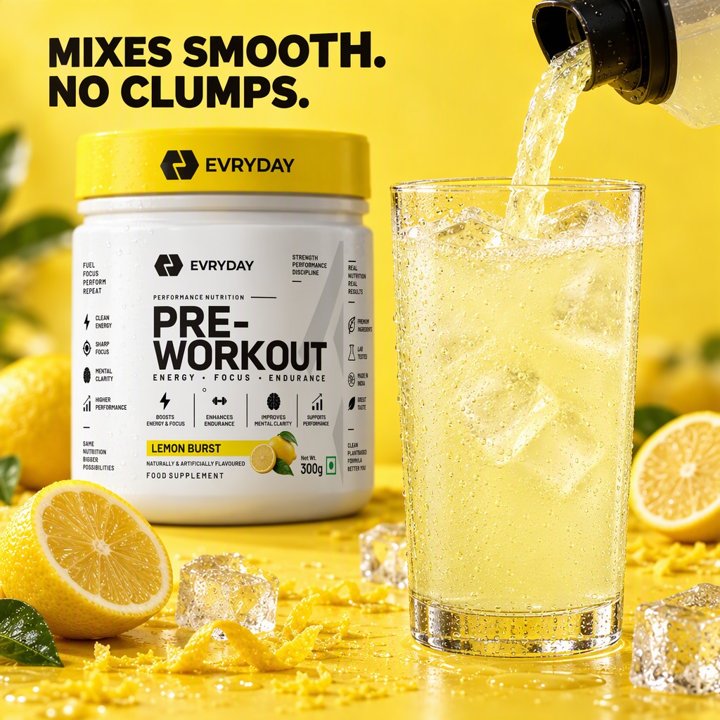 EVRYDAY Pre-Workout - Lemon Burst mixed smooth
