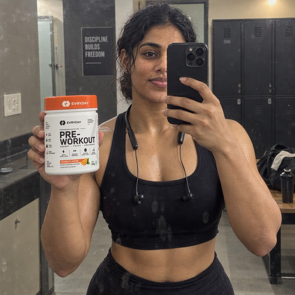 Gym selfie with EVRYDAY Pre-Workout - Orange