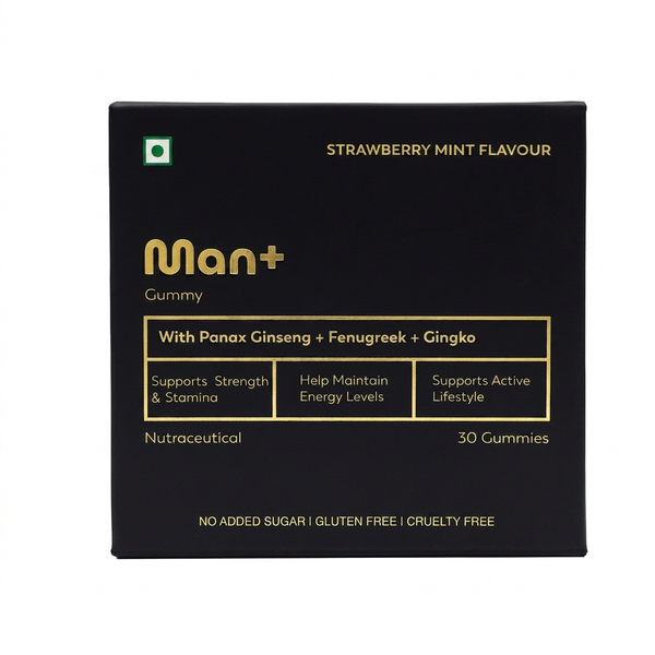 The Ogummy Man+ Gummies | Panax Ginseng, Fenugreek & Ginkgo | Strawberry Mint | 30 Gummies