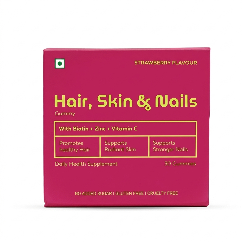 The Ogummy Hair, Skin & Nails Gummies | Biotin + Zinc + Vitamin C | Strawberry Flavour | 30 Gummies
