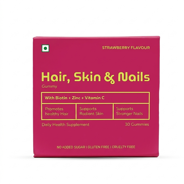 The Ogummy Hair, Skin & Nails Gummies | Biotin + Zinc + Vitamin C | Strawberry Flavour | 30 Gummies